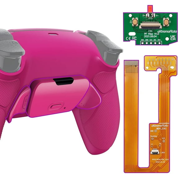 eXtremeRate Nova Pink Rubberized Grip Paddles Kit Upgrade Board & Back Shell Buttons for PS5 Controller BDM-030/040