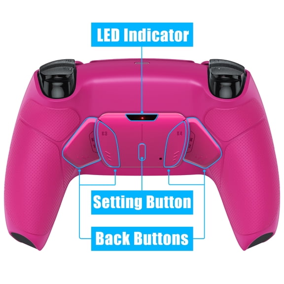 eXtremeRate Nova Pink Rubberized Grip Remap Kit Upgrade Board Back Shell 4 Buttons for PS5 Controller BDM 010/020
