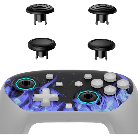 eXtremeRate Octagonal Gated Sticks Design Faceplate Shell for Nintendo Switch 2 Pro Controller, Custom DIY Replacement Front Housing Case, ThumbsGear Thumbsticks  - Blue Flame