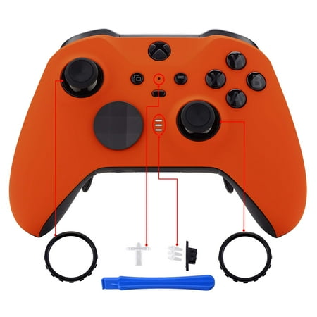 eXtremeRate Orange Soft Touch Grip Faceplate Cover for Xbox One Elite Series 2 Model 1797, Xbox One Elite Series 2 Core - Thumbstick Accent Rings Included