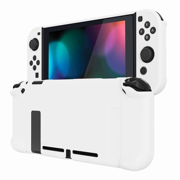 eXtremeRate PlayVital Unique Cover for Nintendo Switch, Protective Case Protector for Switch - Shock-Absorbent Anti-Scratch Dockable Durable Hard Shell Game Accessories, White