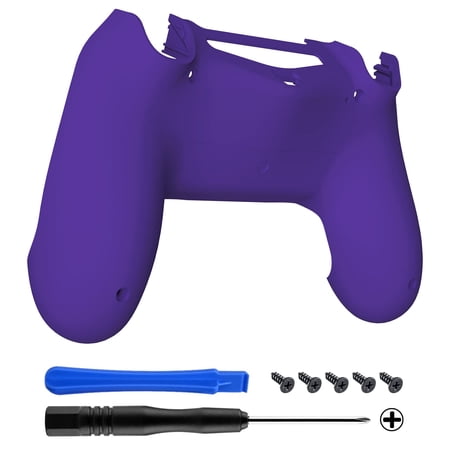 eXtremeRate Purple Soft Touch Game Improvement Replacement Parts Back Housing Cover, Custom Bottom Shell Compatible with ps4 Controller JDM-040, JDM-050 and JDM-055