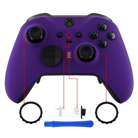 eXtremeRate Purple Soft Touch Grip Faceplate Cover for Xbox One Elite Series 2 Model 1797, Xbox One Elite Series 2 Core - Thumbstick Accent Rings Included