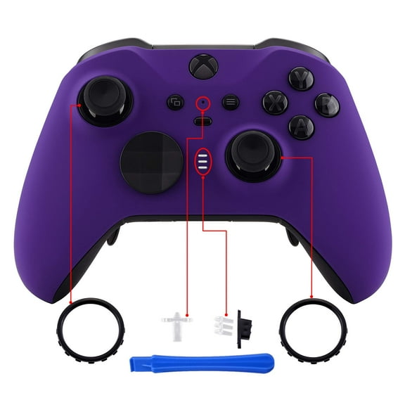 eXtremeRate Purple Soft Touch Grip Faceplate Cover for Xbox One Elite Series 2 Model 1797, Xbox One Elite Series 2 Core - Thumbstick Accent Rings Included