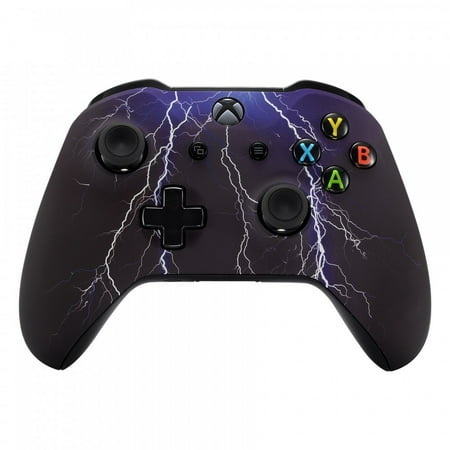 eXtremeRate Purple Storm Patterned Faceplate Cover, Soft Touch Front Housing Shell Case, Comfortable Soft Grip Replacement Kit for Microsoft Xbox One X & One S Controller - Controller NOT Included
