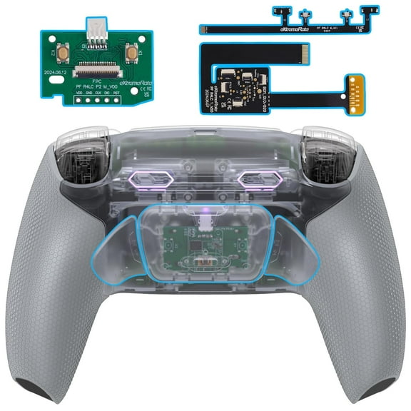 eXtremeRate RISE Max PS5 Back Paddles Kit - Remappable, Clicky Triggers & Rubber Grip (Clear Gray) for BDM-010/020