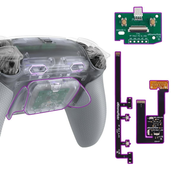 eXtremeRate RISE Max PS5 Back Paddles Kit - Remappable, Clicky Triggers & Rubber Grip (Clear Gray) for BDM-030/040/050