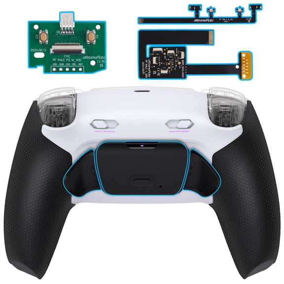 eXtremeRate RISE Plus MAX Back Paddles Kit with Clicky Trigger Stops & Rubberized Grip , Black Remappable Back Buttons Kit for PS5 Controller BDM-010/020- White Black -NO Controller