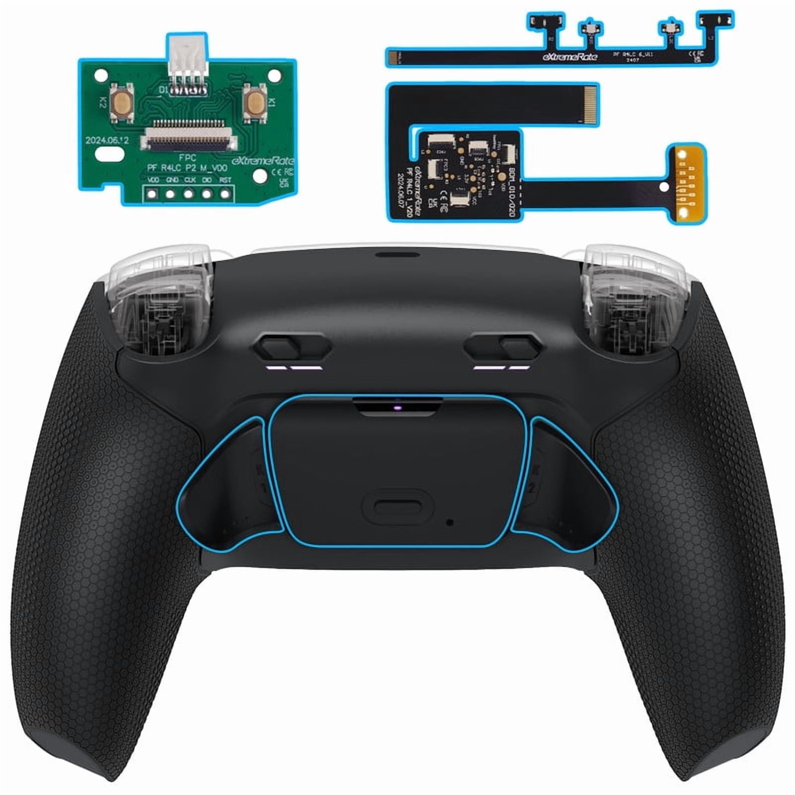 eXtremeRate RISE Plus MAX Back Paddles Kit with Clicky Trigger Stops & Rubberized Grip for PS5 Controller BDM-010 020, Remappable Back Buttons Kit for PS5 Controller - Black - NO Controller