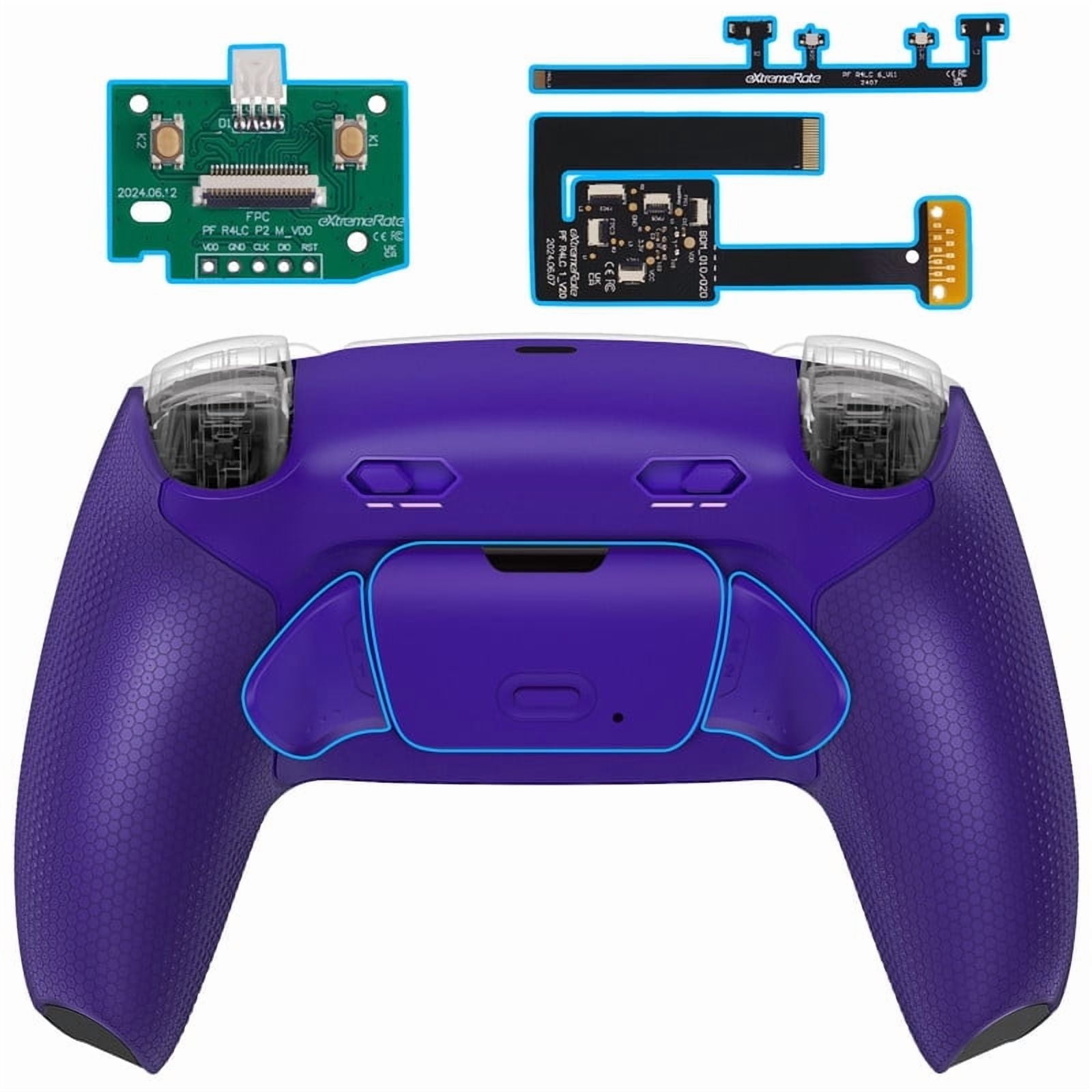 eXtremeRate RISE Plus MAX Back Paddles Kit with Clicky Trigger Stops & Rubberized Grip for PS5 Controller BDM-010 020, Remappable Back Buttons Kit for PS5 Controller - Galactic Purple - NO Controller