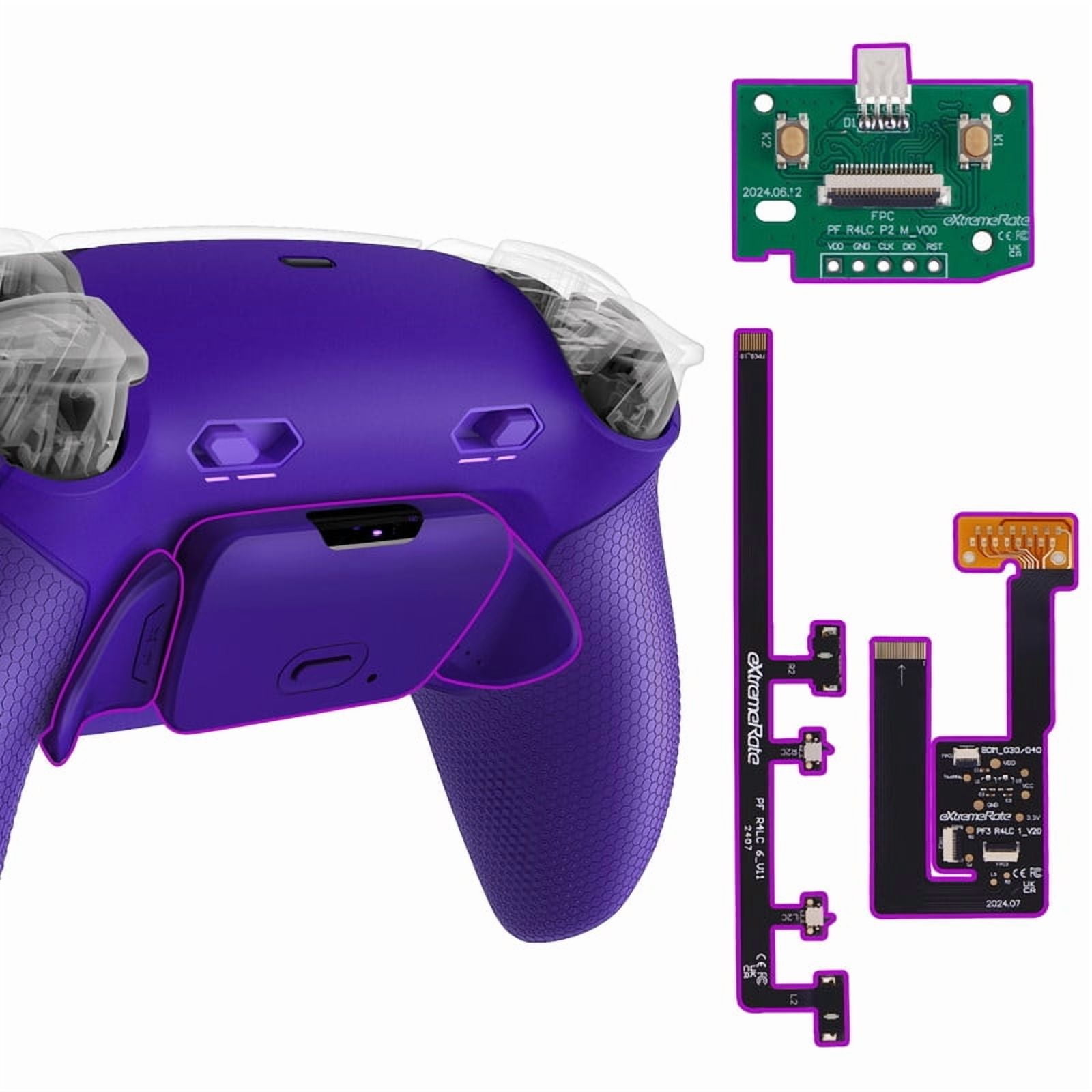 eXtremeRate RISE Plus MAX Back Paddles Kit with Clicky Trigger Stops & Rubberized Grip for PS5 Controller BDM-030 040 050, Remappable Back Buttons Kit for PS5 Controller - Galactic Purple