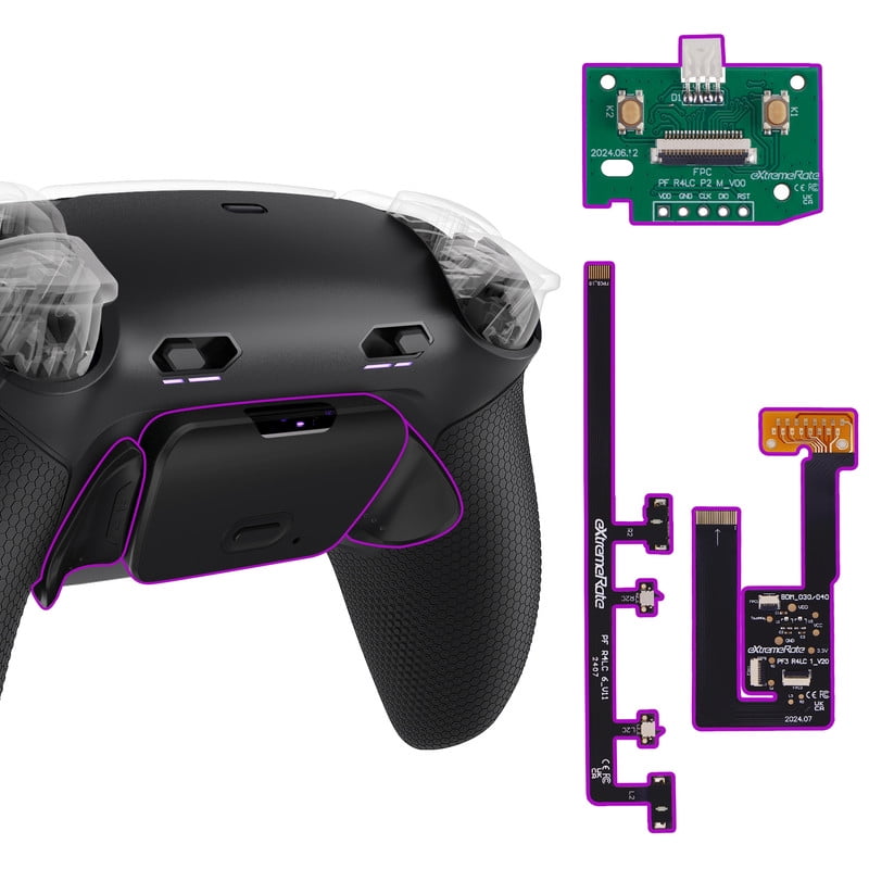 eXtremeRate RISE Plus MAX Back Paddles Kit with Clicky Trigger Stops & Rubberized Grip for PS5 Controller BDM-030 040 050, Remappable Back Buttons Kit for PS5 Controller - Black - NO Controller