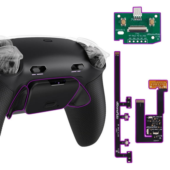 eXtremeRate RISE Plus MAX Back Paddles Kit with Clicky Trigger Stops & Rubberized Grip for PS5 Controller BDM-030 040 050, Remappable Back Buttons Kit for PS5 Controller - Black - NO Controller