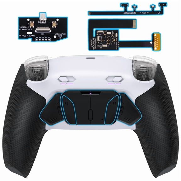 eXtremeRate RISE4 Plus MAX Back Paddles Kit with Clicky Trigger Stops & Rubberized Grip for PS5 Controller BDM-010 020, Black Remappable Back Buttons Kit for PS5 Controller - White Black
