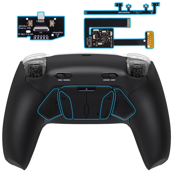 eXtremeRate RISE4 Plus MAX Back Paddles Kit with Clicky Trigger Stops & Rubberized Grip for PS5 Controller BDM-010 020, Remappable Back Buttons Kit for PS5 Controller - Black - NO Controller