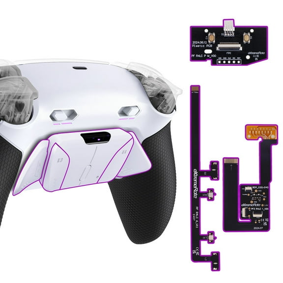 eXtremeRate RISE4 Plus MAX Back Paddles Kit with Clicky Trigger Stops & Rubberized Grip for PS5 Controller BDM-030 040 050, White Remappable Back Buttons Kit for PS5 Controller - White Black