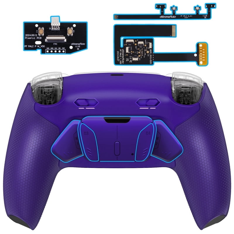 eXtremeRate RISE4 Plus MAX Back Paddles Kit with Clicky Trigger Stops & Rubberized Grip , Remappable Back Buttons Kit for PS5 Controller BDM-010/020- Galactic Purple - NO Controller