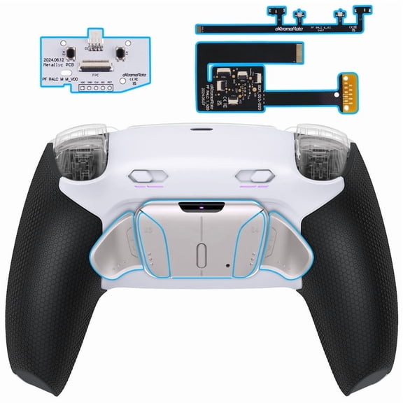 eXtremeRate RISE4 Plus MAX RMB Back Paddles Kit with Clicky Trigger Stops & Rubberized Grip for PS5 Controller BDM-010 020, Remappable Real Metal Back Buttons Kit for PS5 Controller – White Black