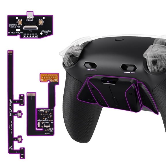 eXtremeRate RISE4 Plus MAX Remappable Back Paddles Kit for PS5 Controller, Clicky Trigger Stops & Rubberized Grip, BDM-030/040/050/060, Black