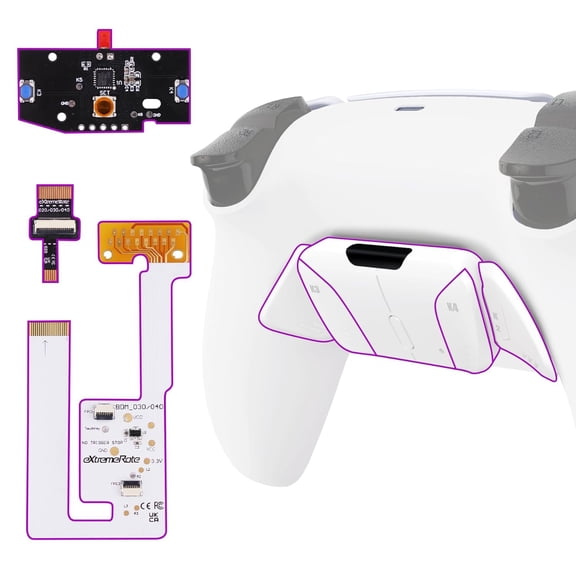 eXtremeRate RISE4 V4 Remap Kit for PS5 Controller BDM-030/040/050/060 – 4 Back Paddles & Bottom Shell - White