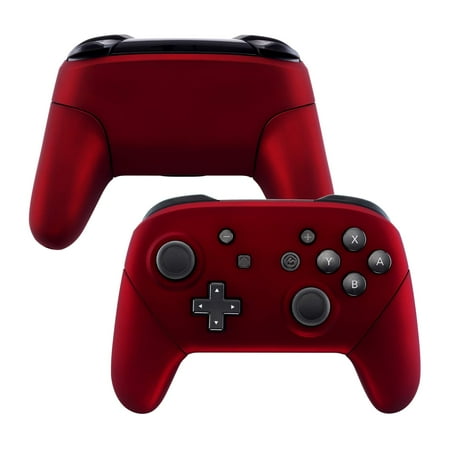 eXtremeRate Red Faceplate Backplate Handles for Nintendo Switch Pro Controller, Soft Touch DIY Replacement Grip Housing Shell Cover for Nintendo Switch Pro - Controller NOT Included