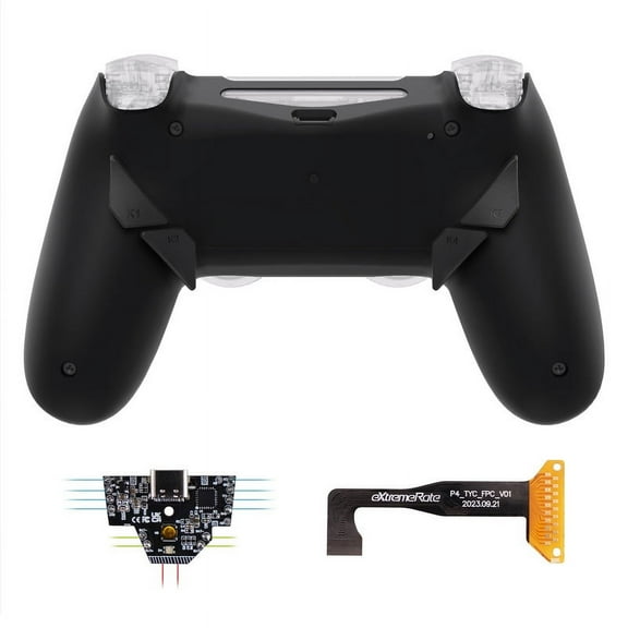 eXtremeRate Remap Kit w/6 Mapping Profiles Black Back Shell 4 Back Buttons for PS4 Slim Pro Controller JDM-040/050/055