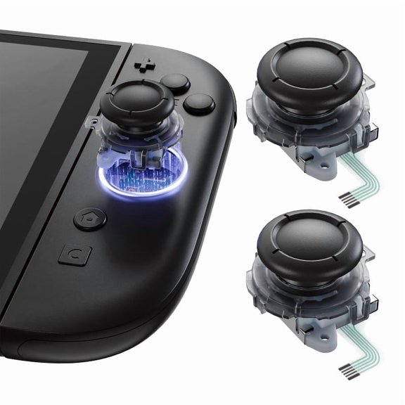 eXtremeRate Replacement 3D Joystick for Nintendo Switch 2 JoyCon, Controller Left Right Analog Stick Thumbsticks with Repair Tools for JoyCon 2, Multi-Color Options - Clear Slate Black