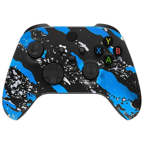 eXtremeRate Replacement Blue Coating Splash Front Housing Cover for Xbox Core Controller Wireless