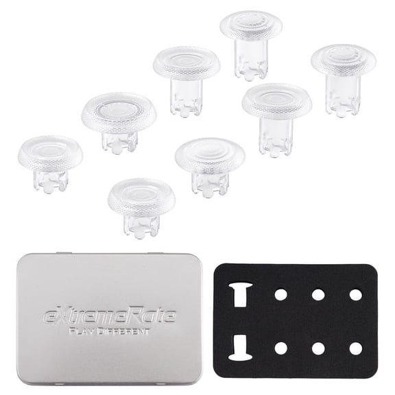 eXtremeRate Replacement Clear Analog Thumb Sticks Caps for PS5 Edge Controller - 4 Heights 3 Surfaces Grips - Without Thumbstick Base