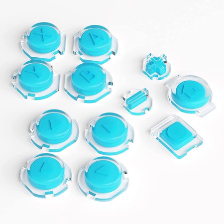 eXtremeRate Replacement Controller ABXY Direction Home Capture + - Jelly Buttons, Two-Tone Blue & Clear with Symbols Action Face Keys for Nintendo Switch & Switch OLED Joy-con - JoyCon NOT Included