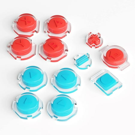 eXtremeRate Replacement Controller ABXY Direction Home Capture + - Jelly Buttons, Two-Tone Blue Red & Clear w/Symbols Action Face Keys for Nintendo Switch & Switch OLED Joy-con - JoyCon NOT Included