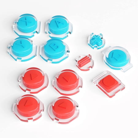 eXtremeRate Replacement Controller ABXY Direction Home Capture + - Jelly Buttons, Two-Tone Red Blue & Clear w/Symbols Action Face Keys for Nintendo Switch & Switch OLED Joy-con - JoyCon NOT Included