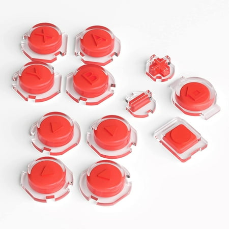 eXtremeRate Replacement Controller ABXY Direction Home Capture + - Jelly Buttons, Two-Tone Red & Clear with Symbols Action Face Keys for Nintendo Switch & Switch OLED Joy-con - JoyCon NOT Included