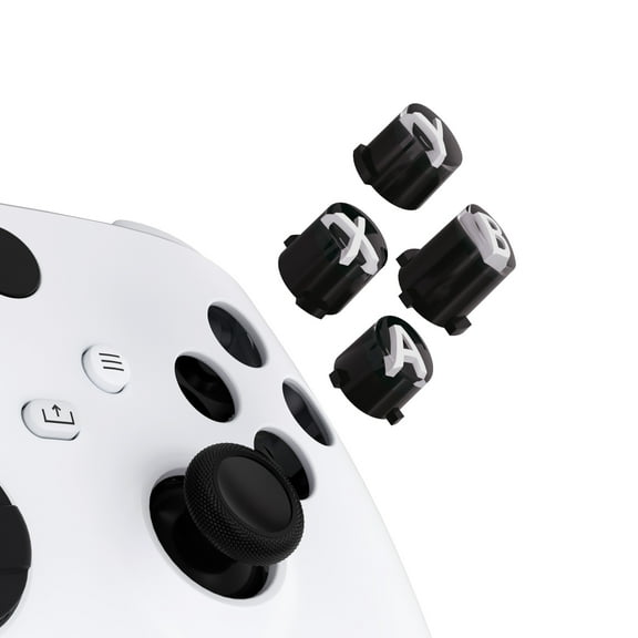 eXtremeRate Replacement Custom ABXY Action Buttons , Three-Tone Black & Clear with White Classic Symbols A B X Y Keys for Xbox One S/X, Elite Series 2 & 1 Wireless Controller