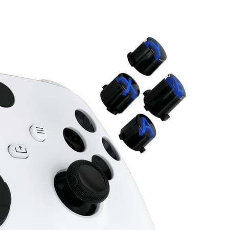 eXtremeRate Replacement Custom Three-Tone Black & Clear with Blue Classic Symbols ABXY Keys for Xbox One S/X, Elite Series 2 & 1 Wireless Controller