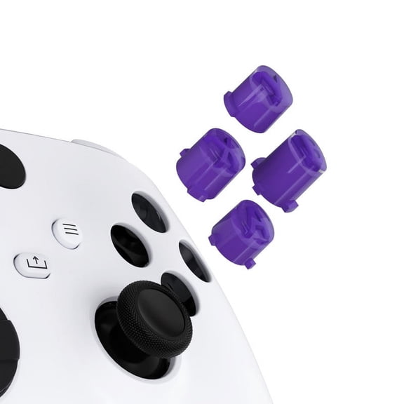 eXtremeRate Replacement Custom Three-Tone Robot Classic Purple & Clear Classic Symbols ABXY Keys for Xbox One S/X, Elite Series 2 Core & 1 Controller