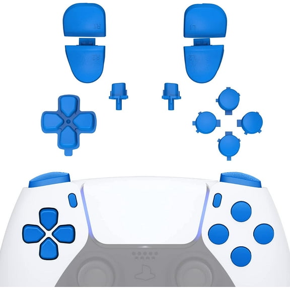 eXtremeRate Replacement D-pad R1 L1 R2 L2 Triggers Share Options Face Buttons, Blue Full Set Buttons for ps5 Controller BDM-030/040