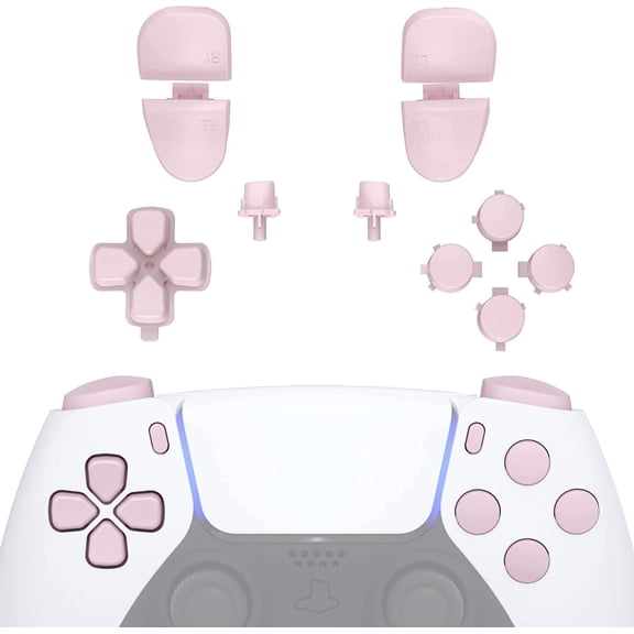 eXtremeRate Replacement D-pad R1 L1 R2 L2 Triggers Share Options Face Buttons, Cherry Blossoms Pink Full Set Buttons for ps5 Controller BDM-030/040
