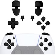 eXtremeRate Replacement D-pad R1 L1 R2 L2 Triggers Share Options Face Buttons, Chrome Black Full Set Buttons for ps5 Controller BDM-030/040