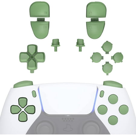 eXtremeRate Replacement D-pad R1 L1 R2 L2 Triggers Share Options Face Buttons, Matcha Green Full Set Buttons for ps5 Controller BDM-030/040