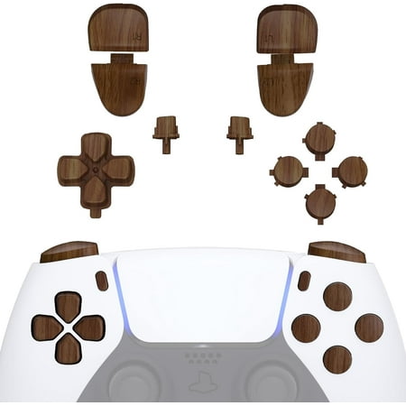 eXtremeRate Replacement D-pad R1 L1 R2 L2 Triggers Share Options Face Buttons, Wood Grain Full Set Buttons for ps5 Controller BDM-030/040