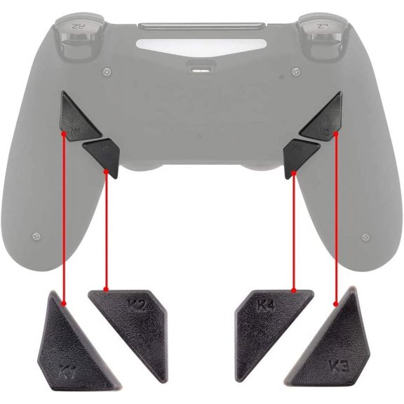 eXtremeRate Replacement Ergonomic Back Buttons, K1 K2 K3 K4 Paddles for PS4 Controller Dawn Remap Kit (Only fits with eXtremeRate Remap Kit)