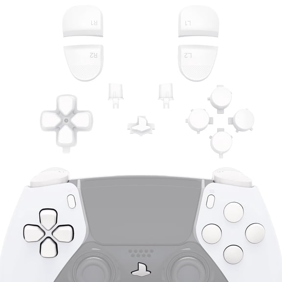 eXtremeRate Replacement Full Set Buttons Compatible with ps5 Edge Controller, White D-pad Share Options Home Face Buttons R1 L1 R2 L2 Triggers Compatible with ps5 Edge Controller - WITHOUT Controller