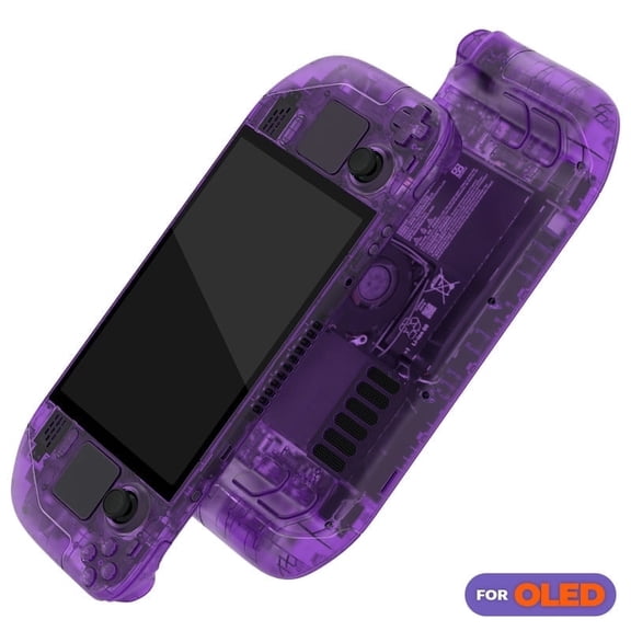 eXtremeRate Replacement Full Set Housing Shell with Buttons for Steam Deck OLED Handheld Console - Clear Atomic Purple
