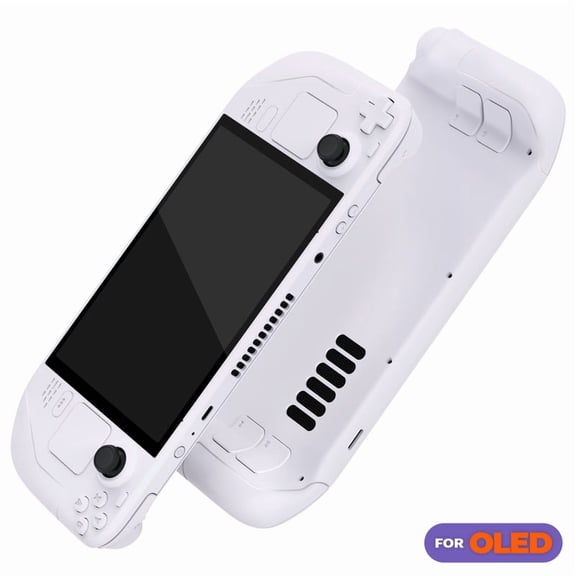 eXtremeRate Replacement Full Set Housing Shell with Buttons for Steam Deck OLED Handheld Console, Custom DIY White Facepalte Back Plate Trackpad Case for Steam Deck OLED Console - Without Console