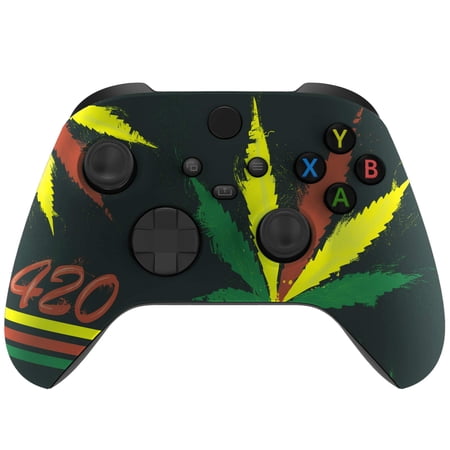 eXtremeRate Replacement Game Grip Shell Leaf Front Housing Cover for Xbox Core Controller Wireless