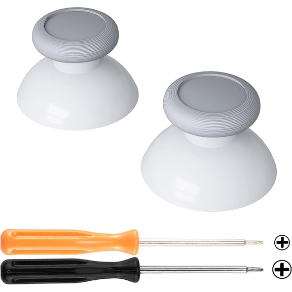 eXtremeRate Robot White & New Hope Gray Replacement 3D Joystick Thumbsticks, Analog Thumb Sticks with Cross Screwdriver for Nintendo Switch Pro Controller