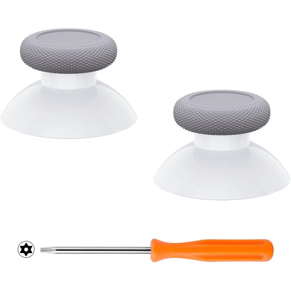 eXtremeRate Robot White & New Hope Gray Replacement Thumbsticks Stick Buttons for Xbox Core Wireless Controller