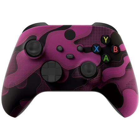 eXtremeRate Rose Red Black Camouflage Front Housing Cover for Xbox Core Controller Wireless