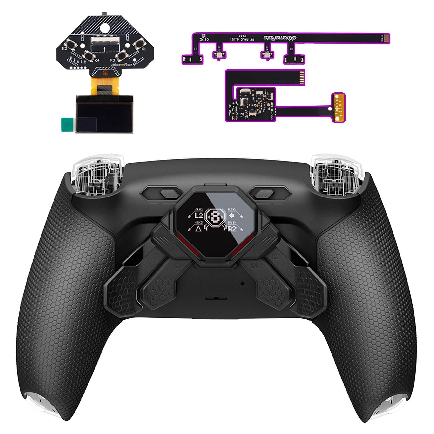 eXtremeRate SPARK Kit for PS5 Controller BDM-010/020 - OLED Paddles w/ 4 Remappable Buttons, Clicky Triggers & Rubberized Grip (Black)